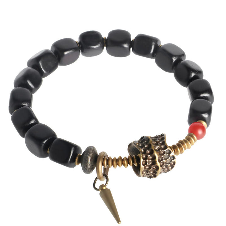 Buddha Stones Ebbenhouten armband van koper, messing en rode Armband - image 7