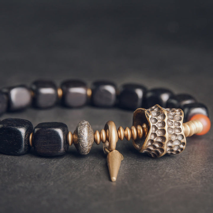 Buddha Stones Ebbenhouten armband van koper, messing en rode Armband - image 2
