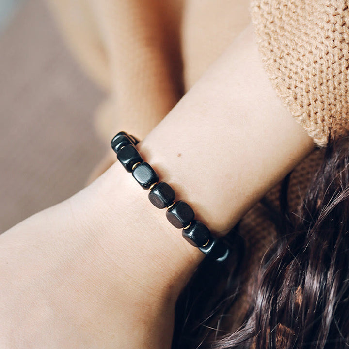 Buddha Stones Ebbenhouten armband van koper, messing en rode Armband - image 10