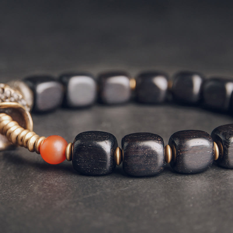 Buddha Stones Ebbenhouten armband van koper, messing en rode Armband - image 3