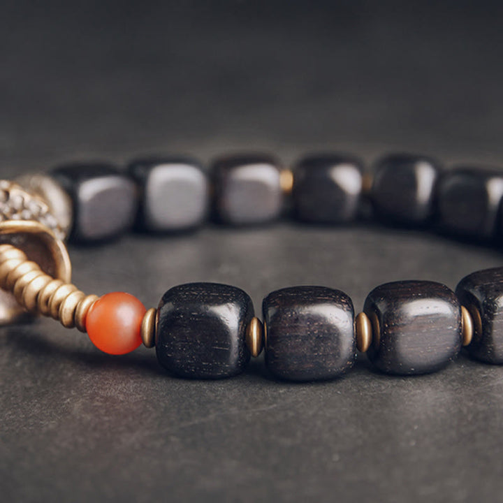 Buddha Stones Ebbenhouten armband van koper, messing en rode Armband - image 3