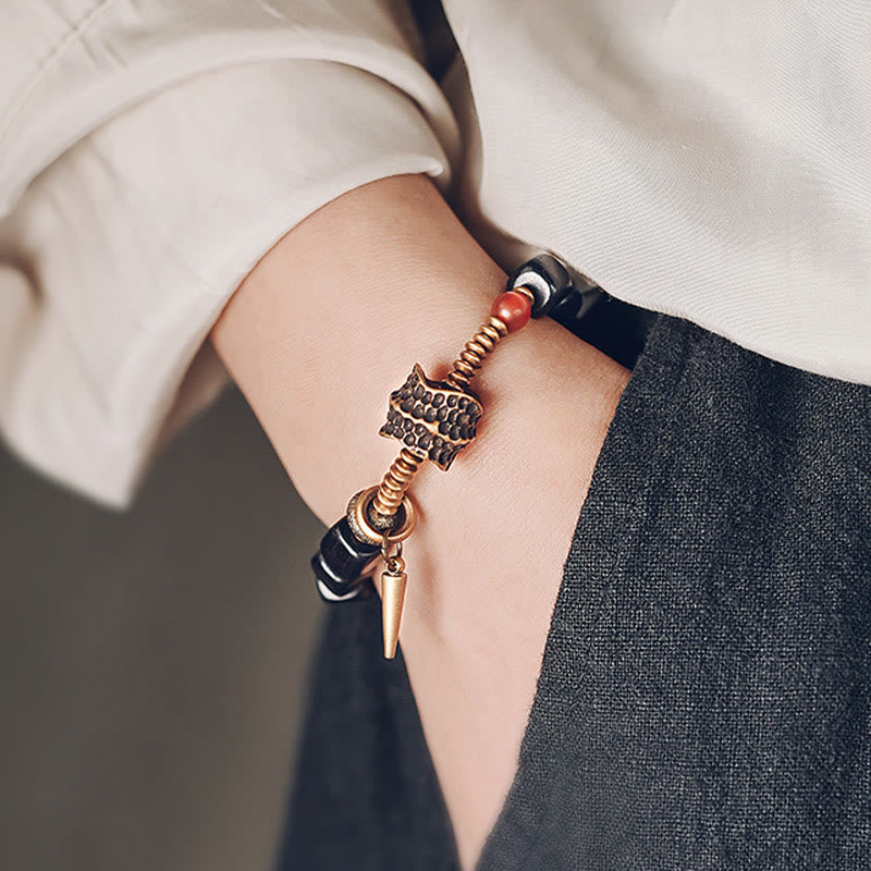 Buddha Stones Ebbenhouten armband van koper, messing en rode Armband - image 4