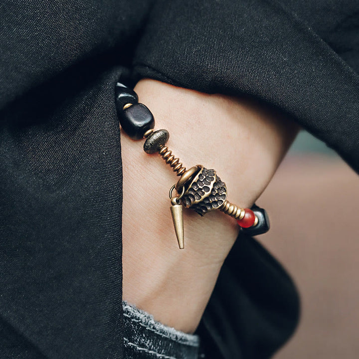 Buddha Stones Ebbenhouten armband van koper, messing en rode Armband - image 11