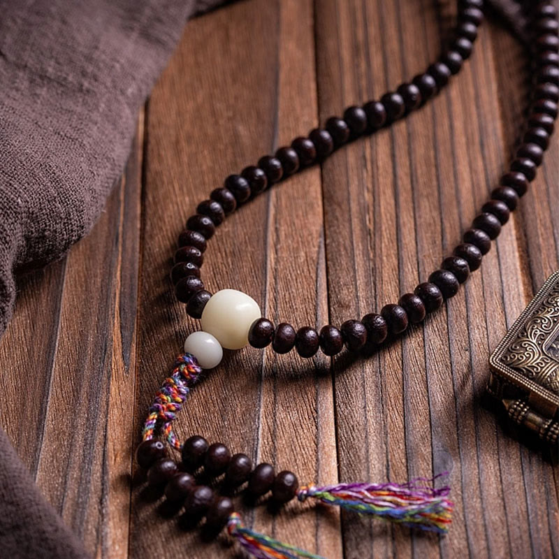 Buddha Stones 108 Mala kralen, kom, Bodhizaad, gekleurd touw, Armband - image 1