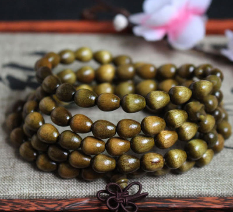 Buddha Stones 108 Mala druppelvormige kralen, natuurlijke Phoebe Zhennan houten Armband - image 1