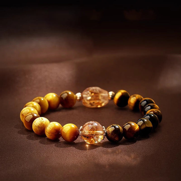 Buddha Stones Natuurlijke geelzwarte tijgeroog citrien Armband - image 7