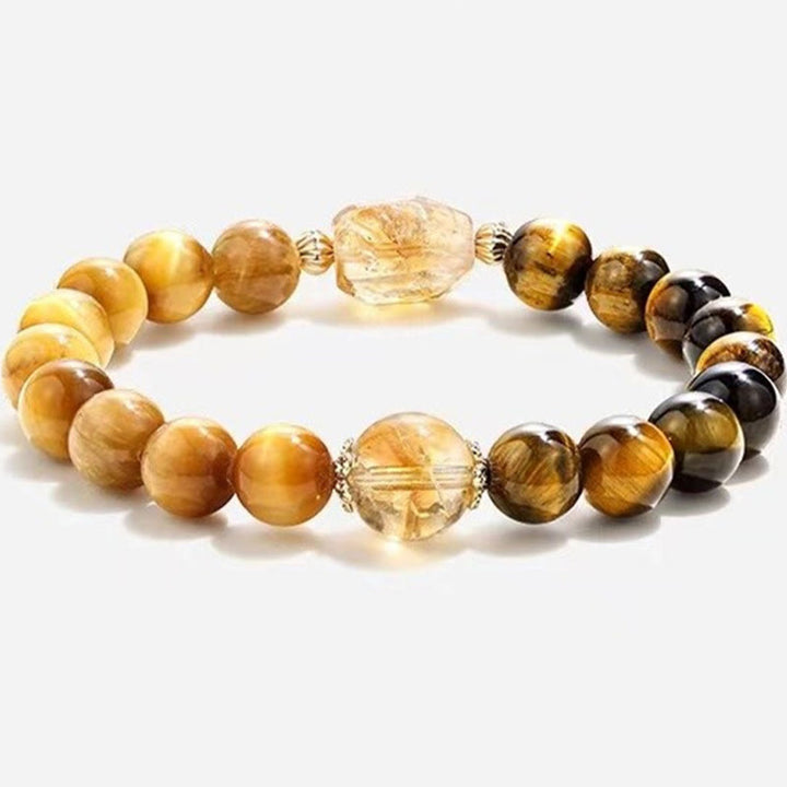 Buddha Stones Natuurlijke geelzwarte tijgeroog citrien Armband - image 13