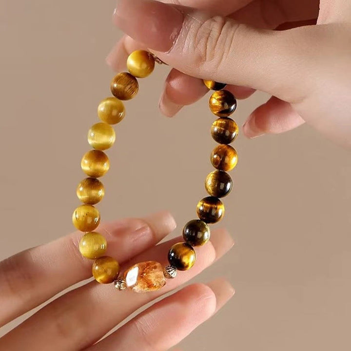 Buddha Stones Natuurlijke geelzwarte tijgeroog citrien Armband - image 6