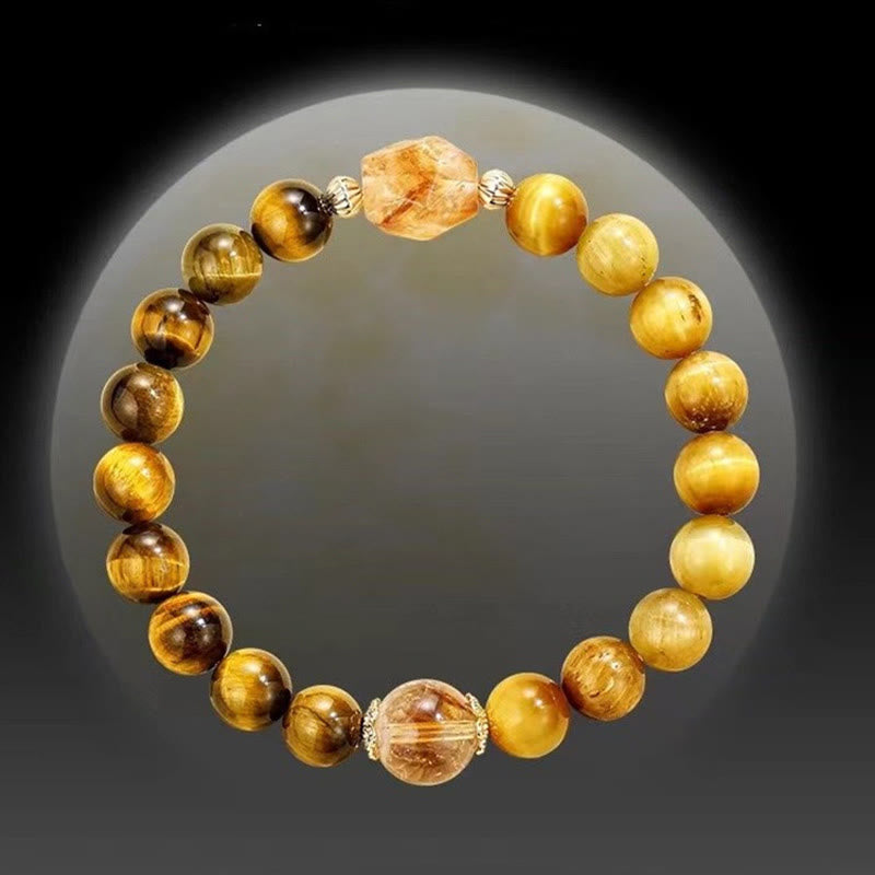 Buddha Stones Natuurlijke geelzwarte tijgeroog citrien Armband - image 12