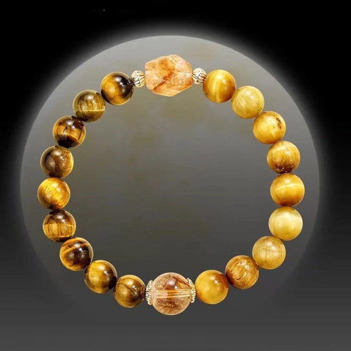 Buddha Stones Natuurlijke geelzwarte tijgeroog citrien Armband - image 12