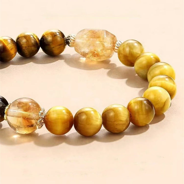Buddha Stones Natuurlijke geelzwarte tijgeroog citrien Armband - image 2