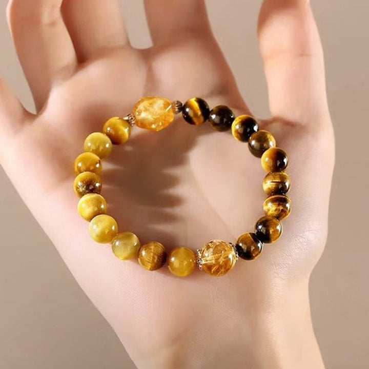 Buddha Stones Natuurlijke geelzwarte tijgeroog citrien Armband - image 10