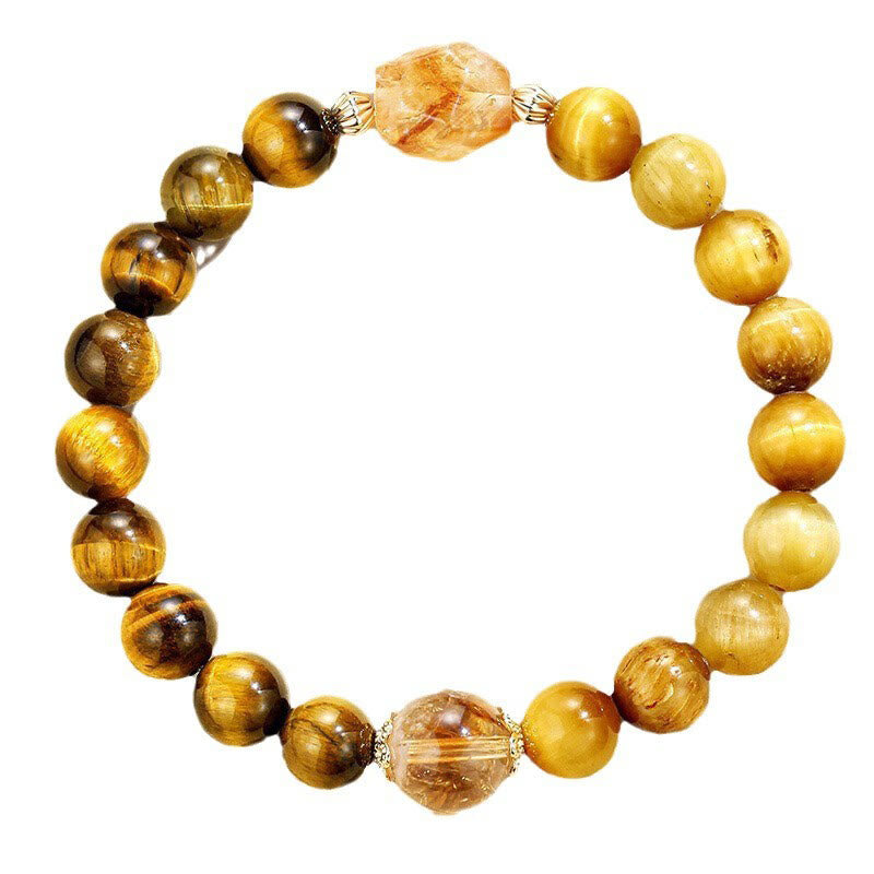 Buddha Stones Natuurlijke geelzwarte tijgeroog citrien Armband - image 14