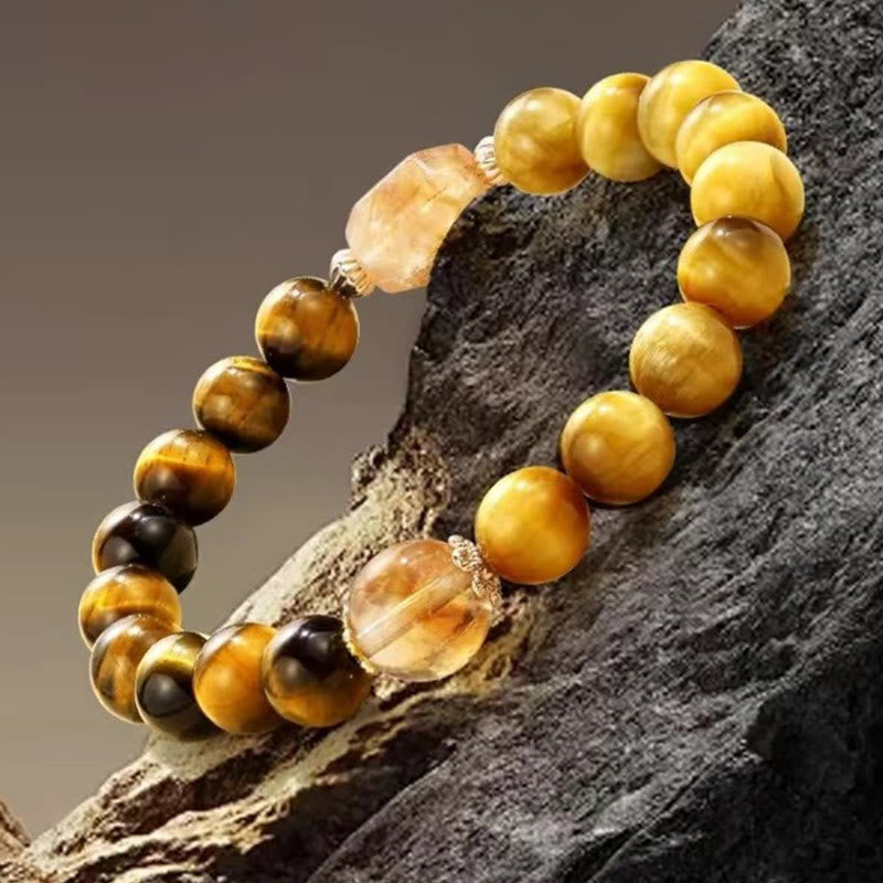 Buddha Stones Natuurlijke geelzwarte tijgeroog citrien Armband - image 1