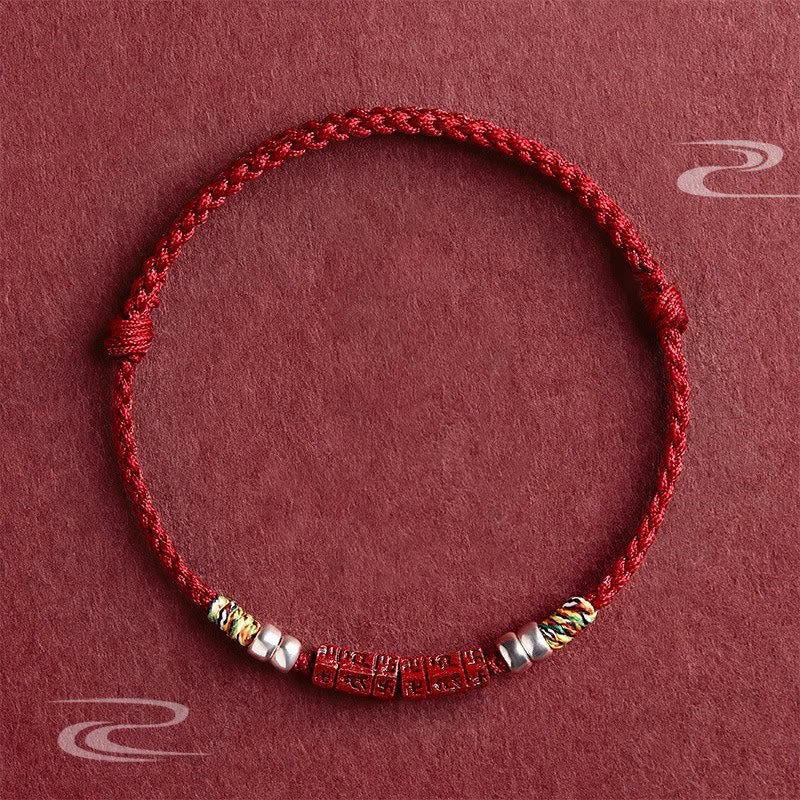 Buddha Stones Armband van 925 sterling zilver met de Om Mani Padme Hum Cinnabar Blessing" (kind/volwassene). - Rood - Kind 11-13 cm - image 0