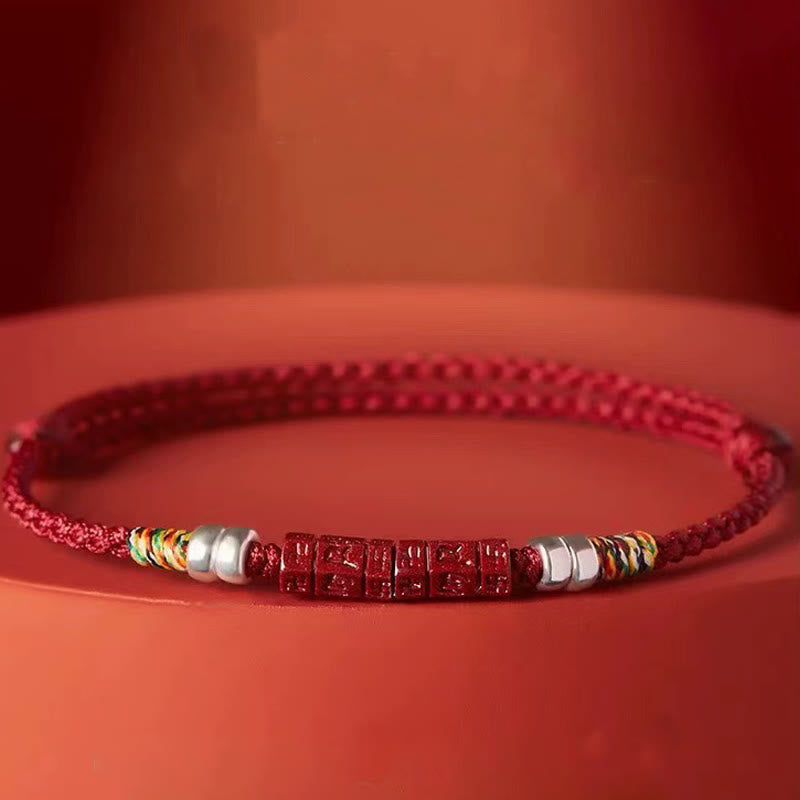 Buddha Stones Armband van 925 sterling zilver met de Om Mani Padme Hum Cinnabar Blessing" (kind/volwassene). - image 1