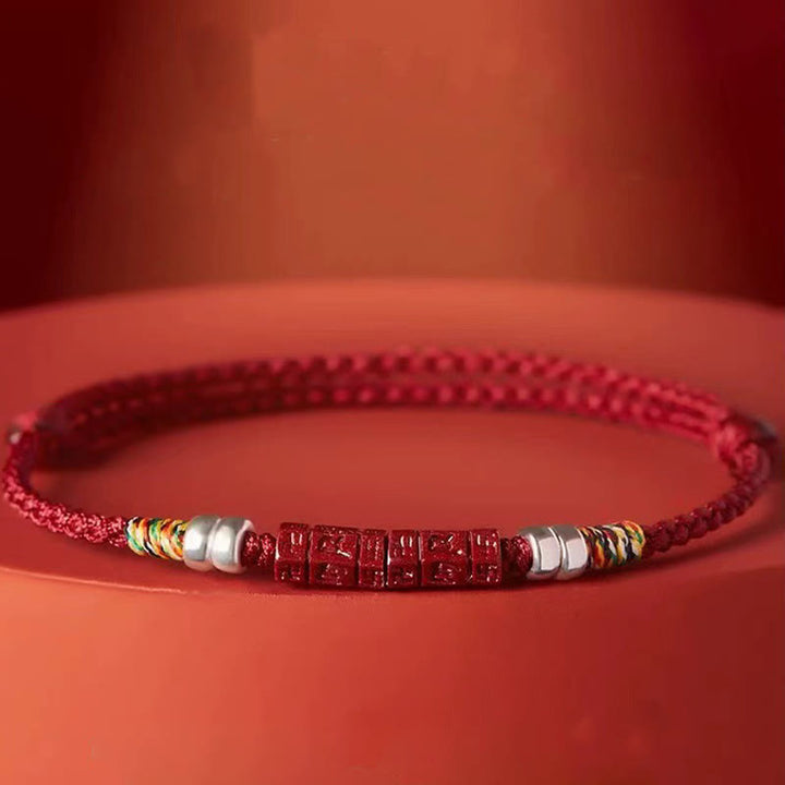 Buddha Stones Armband van 925 sterling zilver met de Om Mani Padme Hum Cinnabar Blessing" (kind/volwassene). - image 1