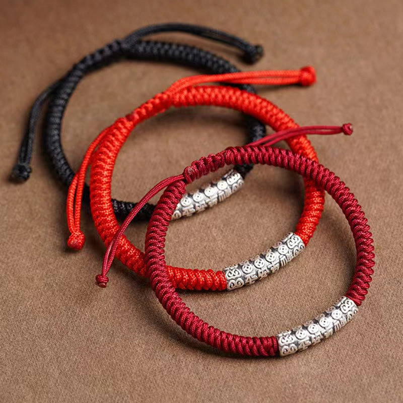 Buddha Stones Handgemaakte Armband van 999 sterling zilver met het symbool van vrede en geluk : Om Mani Padme Hum. - image 1