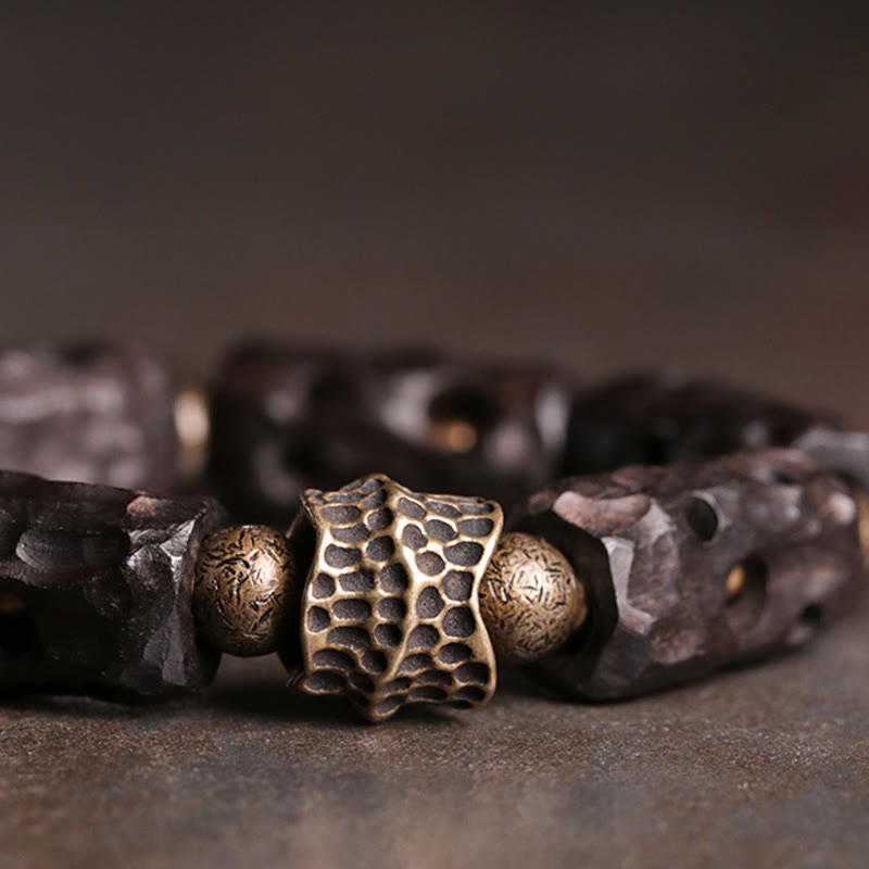 Buddha Stones Ebbenhouten Armband van koper en messing - image 2