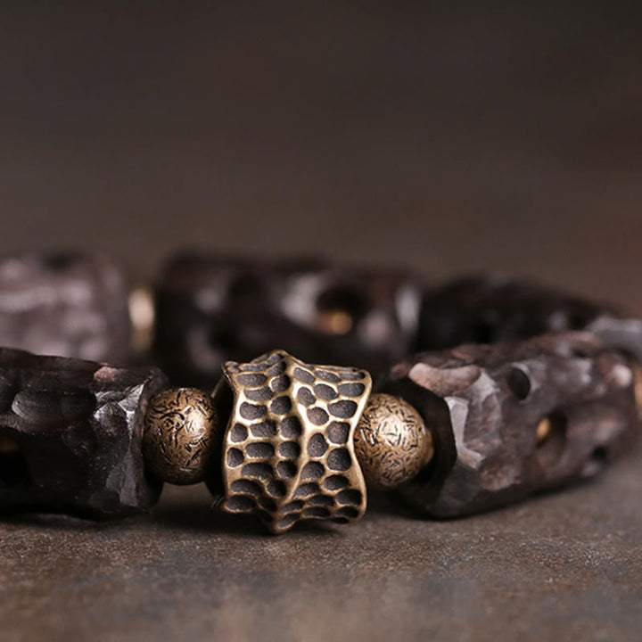 Buddha Stones Ebbenhouten Armband van koper en messing - image 2