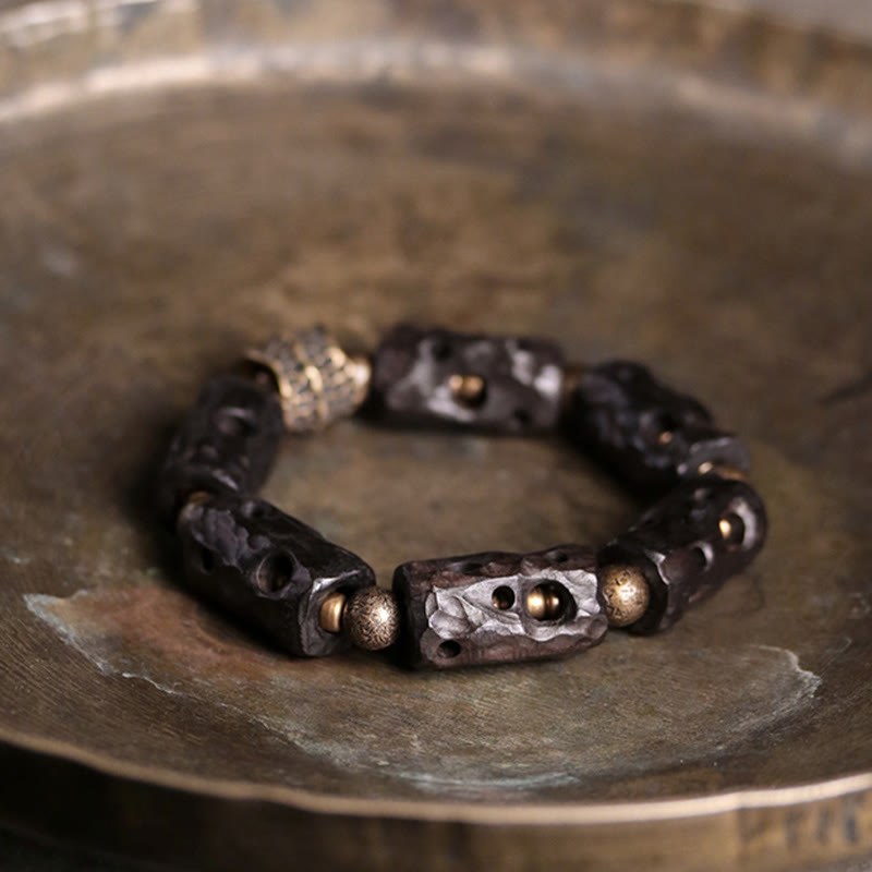 Buddha Stones Ebbenhouten Armband van koper en messing - image 9