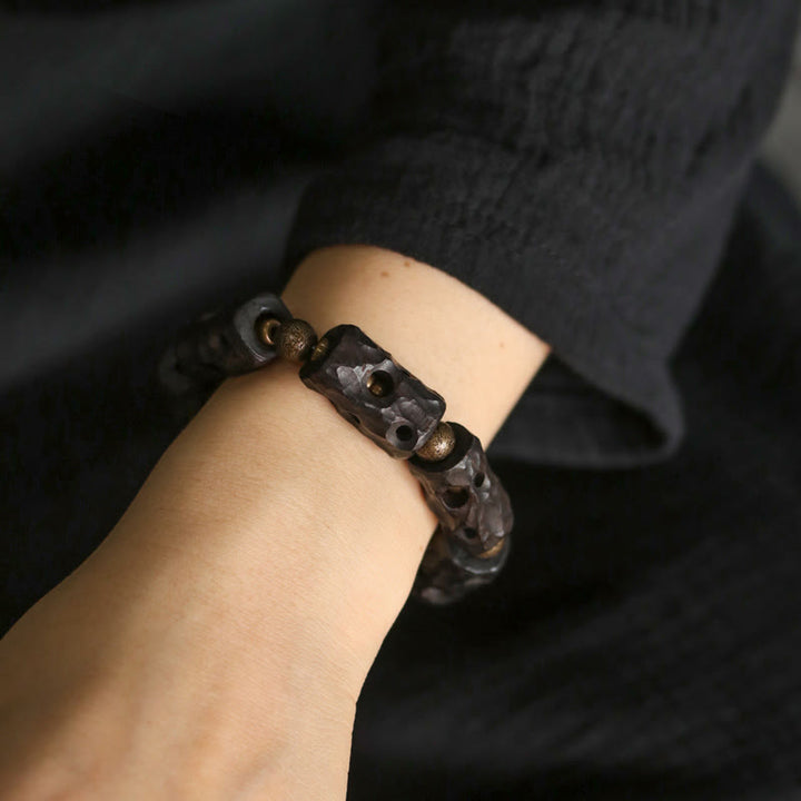 Buddha Stones Ebbenhouten Armband van koper en messing - image 4