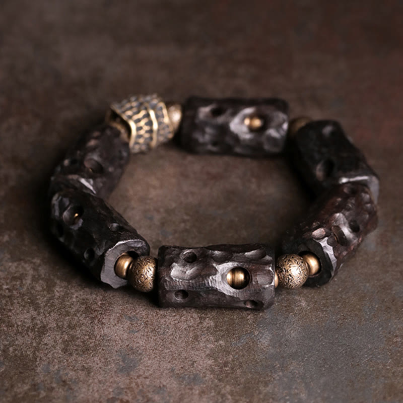 Buddha Stones Ebbenhouten Armband van koper en messing - Ebbenhout Messing (Polsomtrek: 17-17,5 cm) - image 0