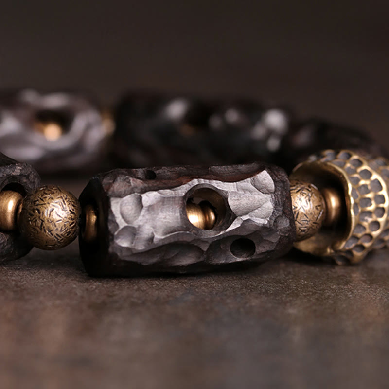 Buddha Stones Ebbenhouten Armband van koper en messing - image 3