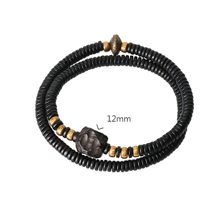 Buddha Stones Ebbenhouten armband met koperen en messing vredesmotief, Armband - image 13