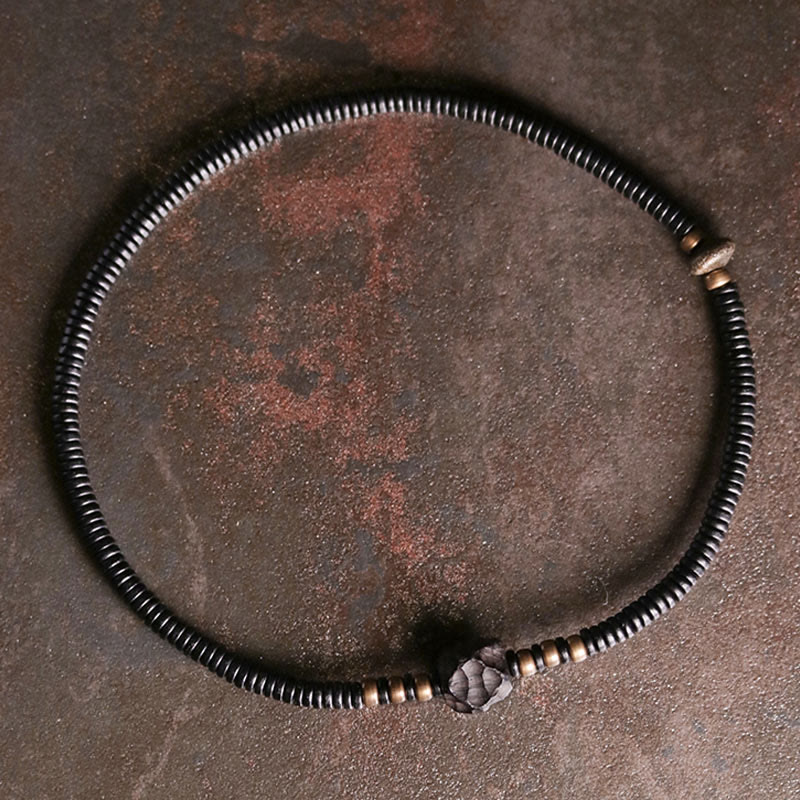 Buddha Stones Ebbenhouten armband met koperen en messing vredesmotief, Armband - image 11
