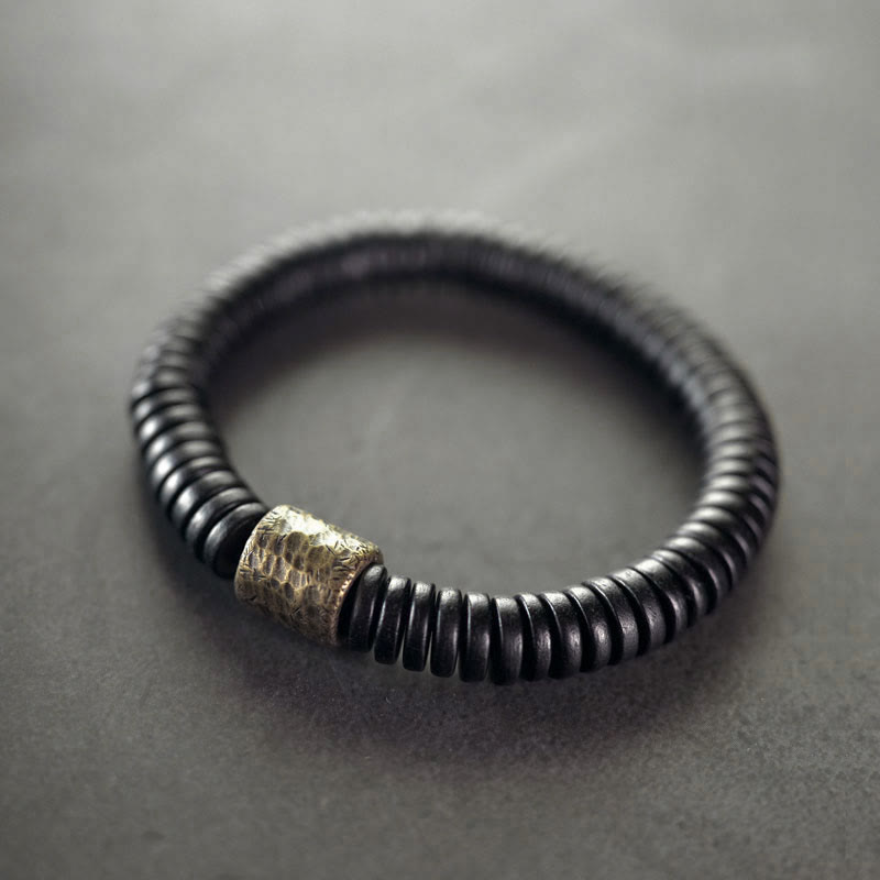 Buddha Stones Ebbenhouten Armband van koper en messing - Ebbenhout Messing (Polsomtrek: 17-17,5 cm) - image 0