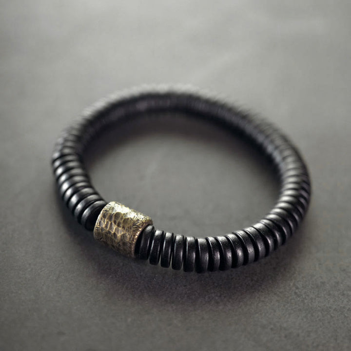Buddha Stones Ebbenhouten Armband van koper en messing - Ebbenhout Messing (Polsomtrek: 17-17,5 cm) - image 0