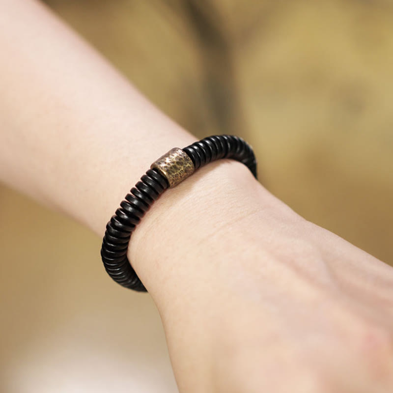 Buddha Stones Ebbenhouten Armband van koper en messing - image 10