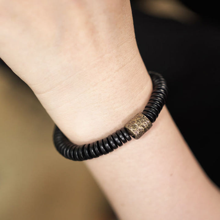 Buddha Stones Ebbenhouten Armband van koper en messing - image 8