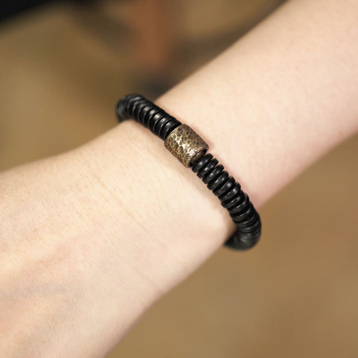 Buddha Stones Ebbenhouten Armband van koper en messing - image 4