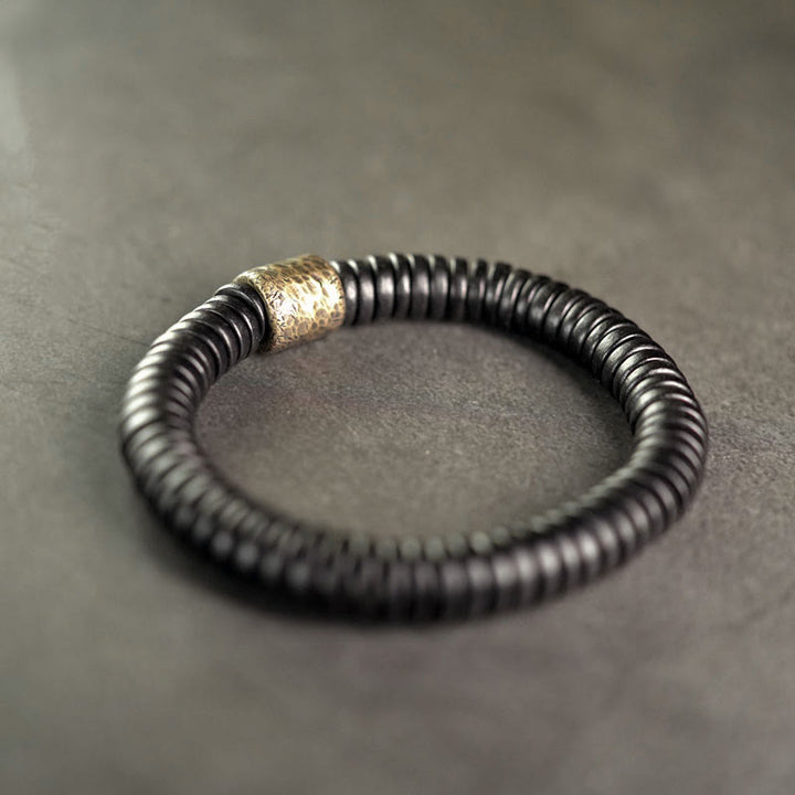 Buddha Stones Ebbenhouten Armband van koper en messing - image 3