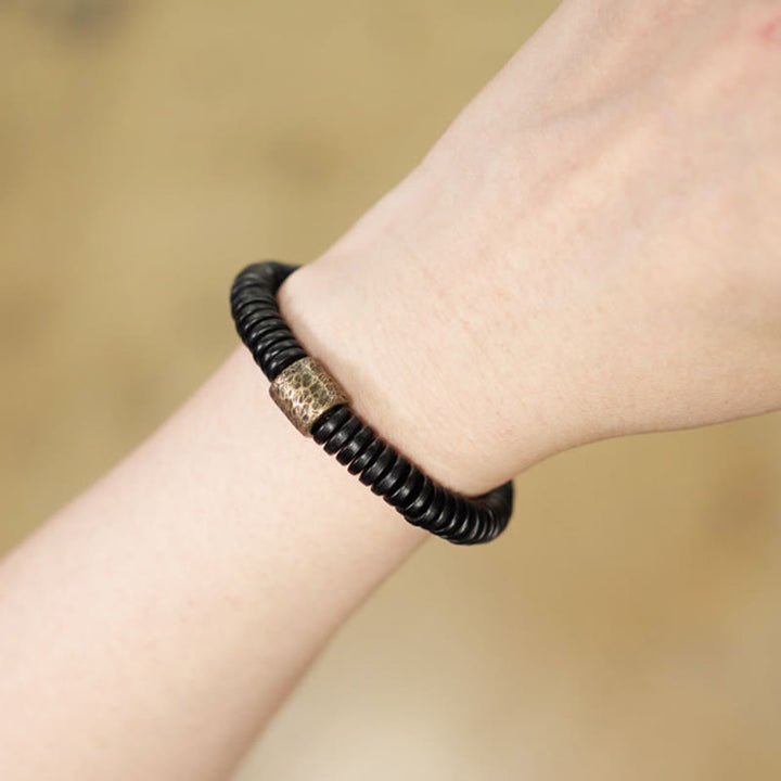 Buddha Stones Ebbenhouten Armband van koper en messing - image 11