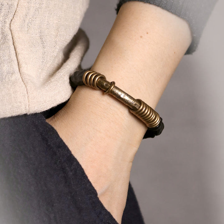 Buddha Stones Ronde Ring van ebbenhout, koper en messing, Armband - image 8