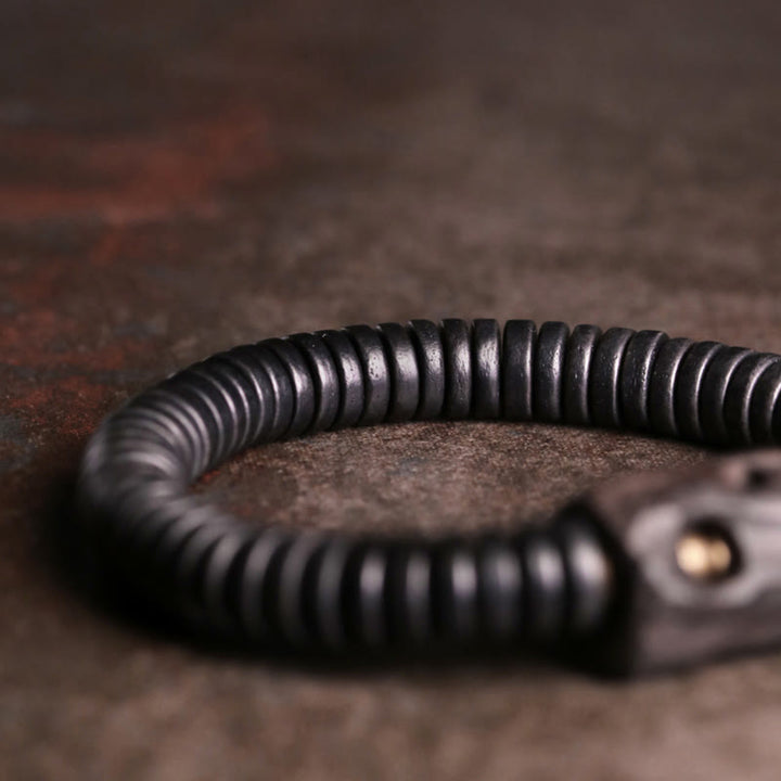 Buddha Stones Armband van ebbenhout, koper en messing met gaatjes - image 6