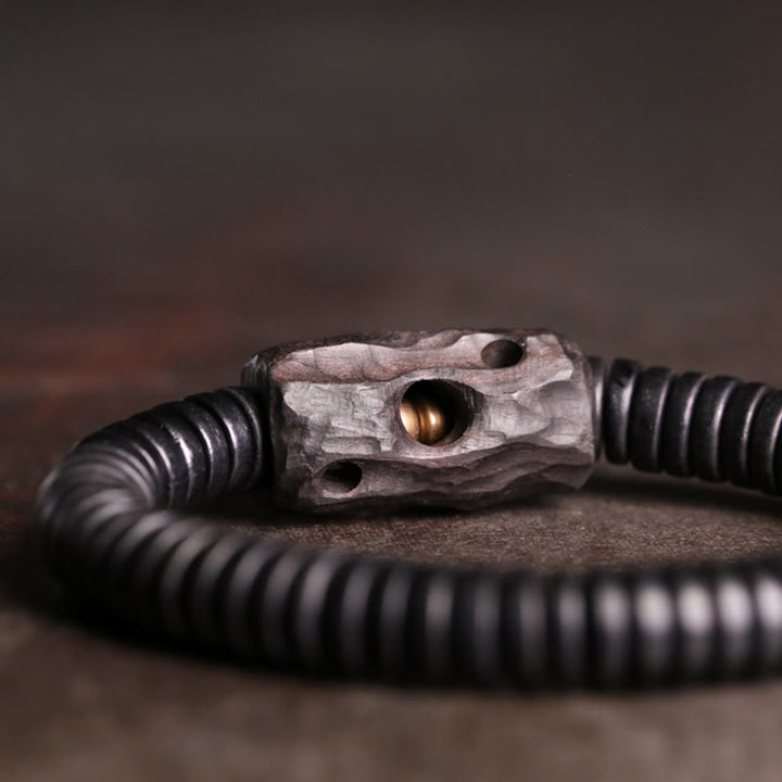 Buddha Stones Armband van ebbenhout, koper en messing met gaatjes - image 2