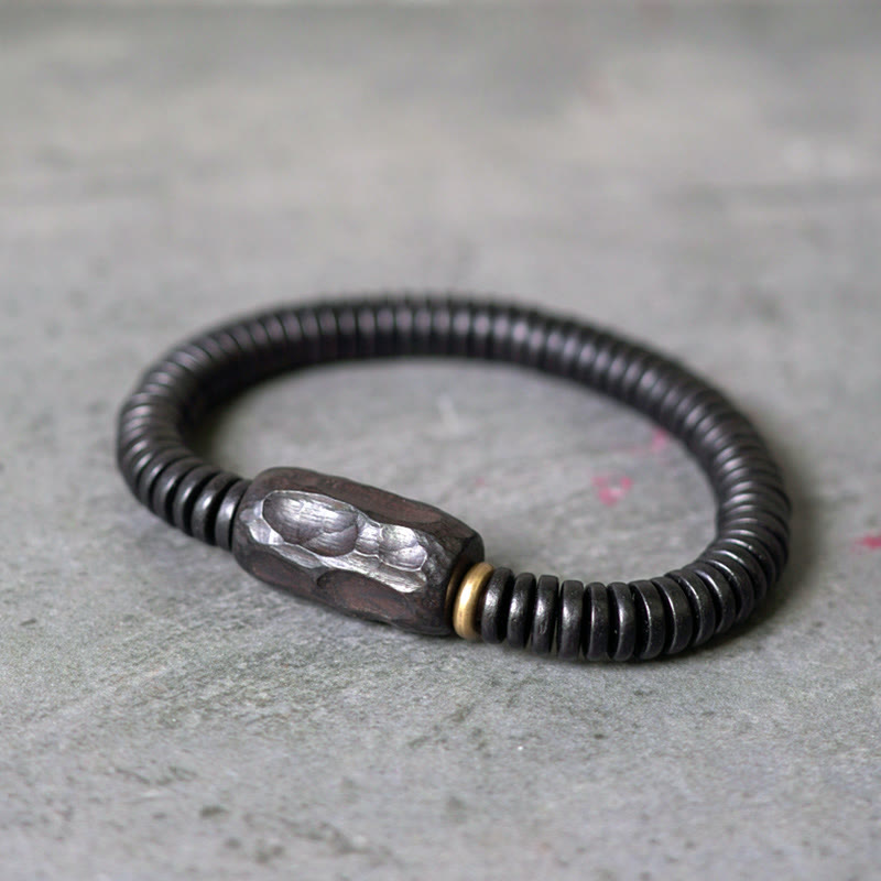 Buddha Stones Armband van ebbenhout, koper en messing met gaatjes - image 10