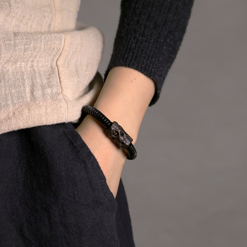 Buddha Stones Armband van ebbenhout, koper en messing met gaatjes - image 7
