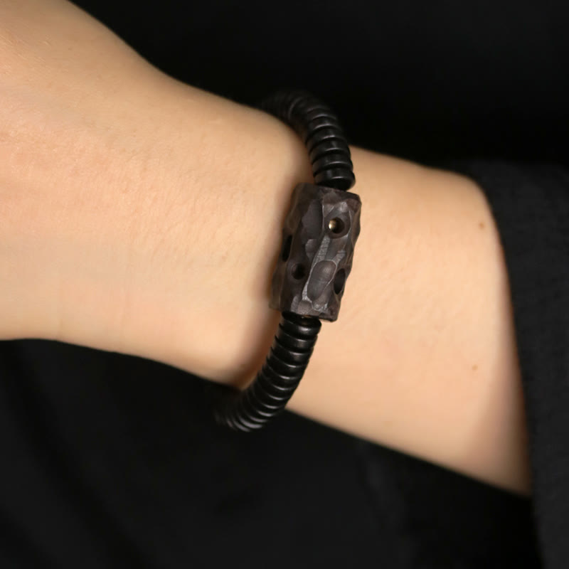 Buddha Stones Armband van ebbenhout, koper en messing met gaatjes - image 4