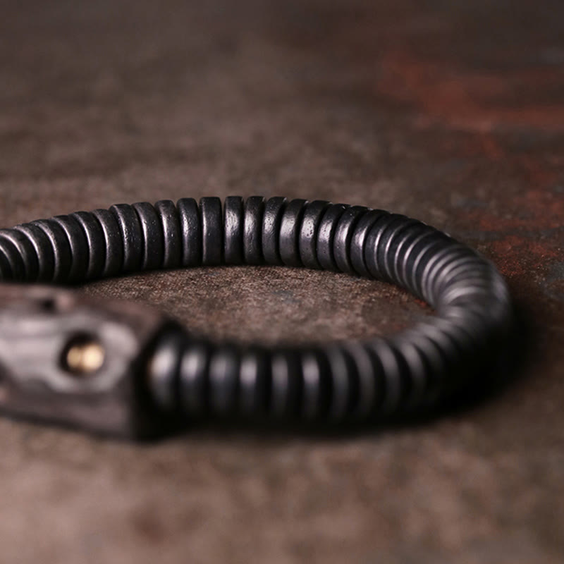 Buddha Stones Armband van ebbenhout, koper en messing met gaatjes - image 3