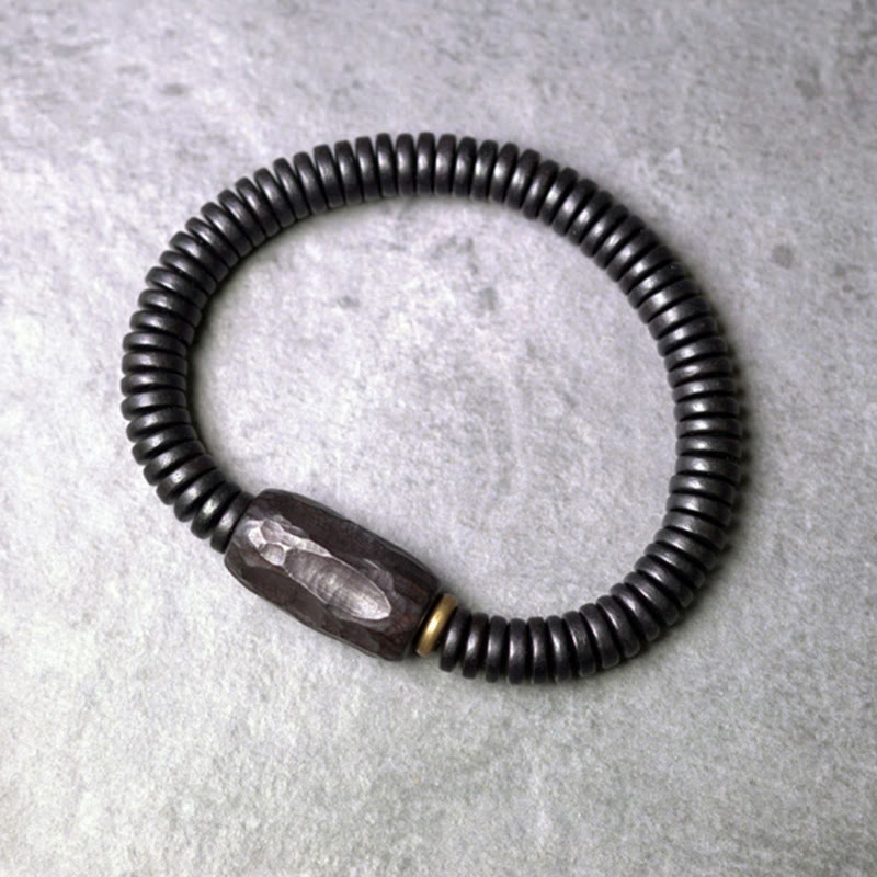 Buddha Stones Armband van ebbenhout, koper en messing met gaatjes - image 14