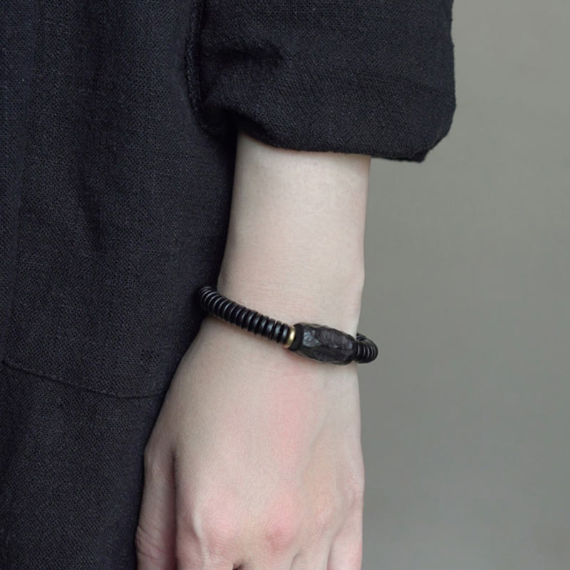 Buddha Stones Armband van ebbenhout, koper en messing met gaatjes - image 13