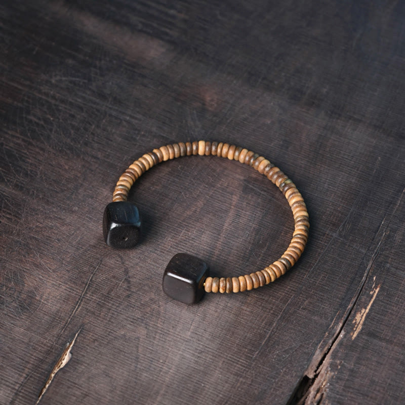 Buddha Stones Ebbenhouten Groene Sandelhouten Kubus Armband - image 19