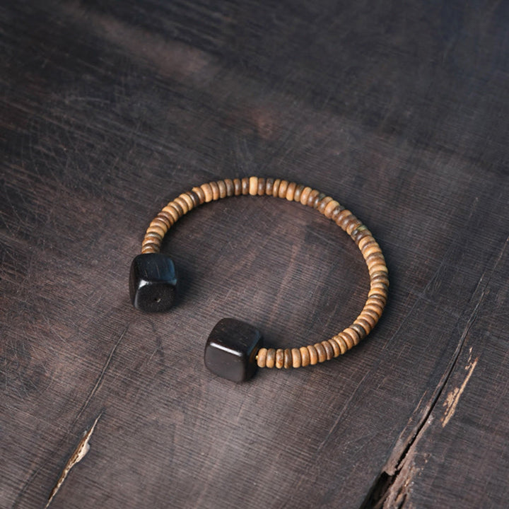 Buddha Stones Ebbenhouten Groene Sandelhouten Kubus Armband - image 19