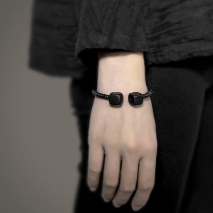 Buddha Stones Ebbenhouten Groene Sandelhouten Kubus Armband - image 8