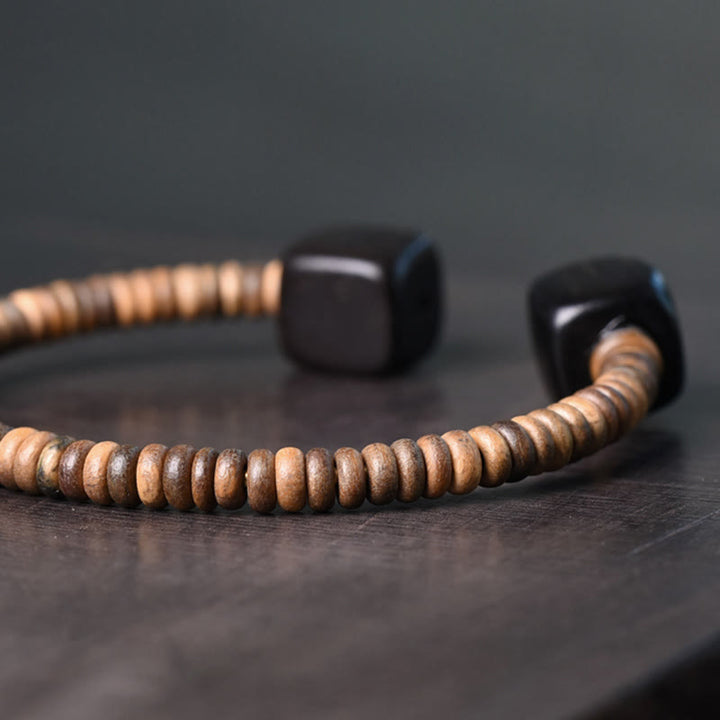 Buddha Stones Ebbenhouten Groene Sandelhouten Kubus Armband - image 18